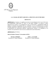 proyecto de resolución - Cámara de Diputados de Entre Ríos