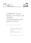 FORUM: "Classes sociais, território e saúde: questões