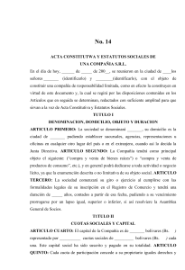 Barjar documento Acta Constitutiva y Estatutos Sociales de una