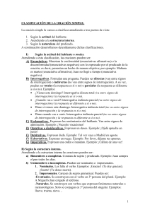 Clasificación oración simple