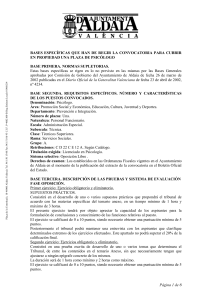 BASES ESPEC&Iacute;FICAS QUE HAN DE REGIR LA CONVOCATORIA