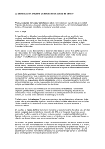 La alimentación previene un tercio de los casos de cáncer