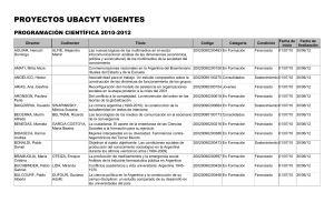 proyectos ubacyt vigentes - Facultad de Ciencias Sociales