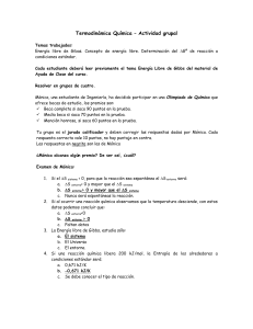 Termodinámica Química – Actividad grupal