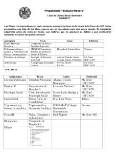 Preparatoria “Escuela Modelo” Lista de Libros Sexto Semestre 2016