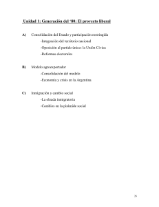 Unidad 1: Generación del `80: El proyecto liberal