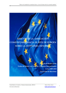 Efectos de la ampliaci&oacute;n comunitaria hacia el este de Europa sobre