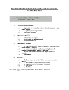 Programación de trabajos de investivación del Cuadro Histórico