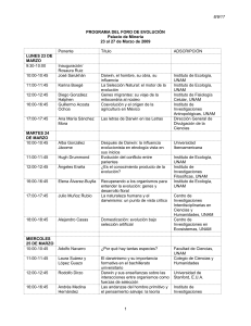 3/19/09 PROGRAMA DEL FORO DE EVOLUCIÓN Palacio de