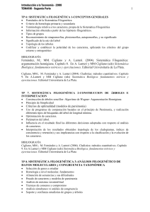 Introducci&oacute;n a la Taxonom&iacute;a - 2008 TEMARIO