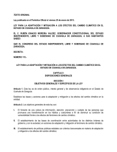 Ley para la Adaptación y MItigación a los Efectos del Cambio
