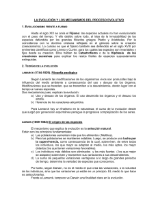 la evolución y los mecanismos del proceso evolutivo