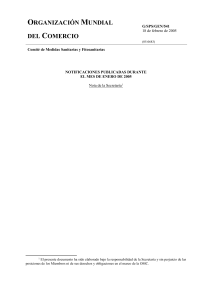 G/SPS/GEN/541 P&aacute;gina 1 Organizaci&oacute;n Mundial del Comercio G