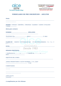 FORMULARIO DE PRE INSCRIPCION