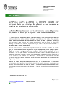 Detenidas cuatro personas la semana pasada por conducir bajo los
