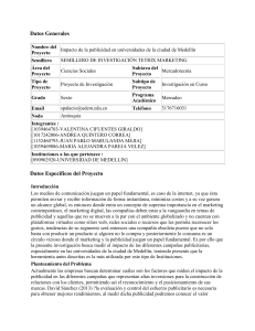 Datos Generales Nombre del Proyecto Impacto de la publicidad en