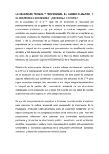 la educación técnica y profesional, el cambio climático y el