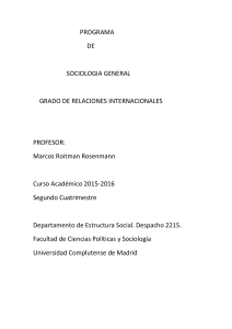 Sociología General (2015-2016). Profesor Marcos Roitman.