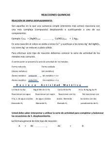 reacciones quimicas reacción de simple desplazamiento