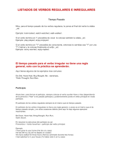 listados de verbos regulares e inregulares