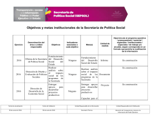 Objetivos y metas institucionales de la Secretaría de Política Social