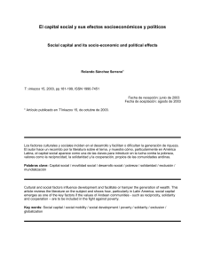 El capital social y sus efectos socioeconómicos y