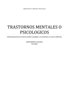 trastornos mentales o psicologicos - Psicologia