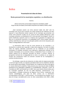 Renta personal de los municipios espa&ntilde;oles y su distribuci&oacute;n