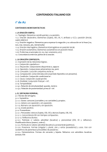 CONTENIDOS ITALIANO EOI 1º de A2