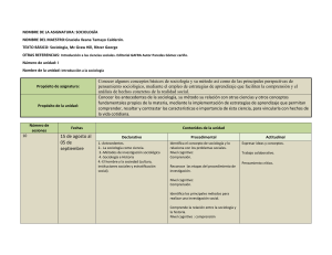 NOMBRE DE LA ASIGNATURA: SOCIOLOGÍA NOMBRE DEL