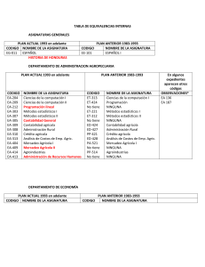 tabla de equivalencias - carrera de economía agrícola