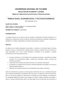 trabajo social, economía social y políticas económicas