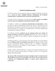México, 13 de enero 2016. Perspectiva Económica para 2016 En