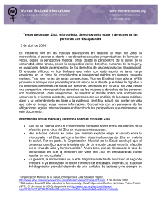 Temas de debate: Zika, microcefalia, derechos de la mujer y