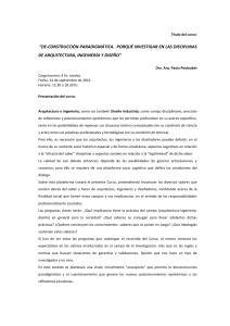 de-construcción paradigmática. porqué investigar en las disciplinas