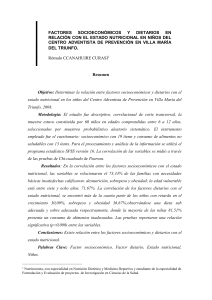Factores socioeconomicos y dietarios en relacion con el estado