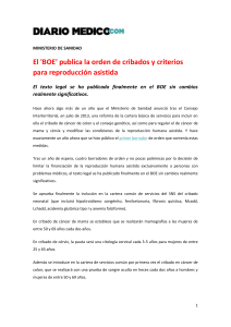 publica la orden de cribados y criterios para reproducci&oacute;n asistida