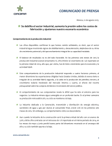 Se debilita el sector industrial, aumenta la presi&oacute;n sobre los costos