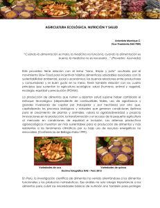 AGRICULTURA ECOLÓGICA, NUTRICIÓN Y SALUD Antonieta