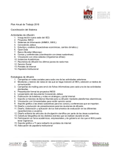Plan Anual de Trabajo 2016 Coordinaci&oacute;n del Sistema Actividades