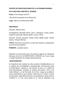 Evolución económica y social más reciente y perspectivas