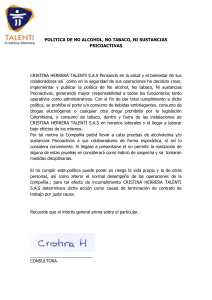 Política no alcohol, no tabaco ni sustancias psicoactivas