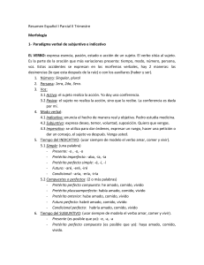 Resumen Español I Parcial II Trimestre Morfología Paradigma