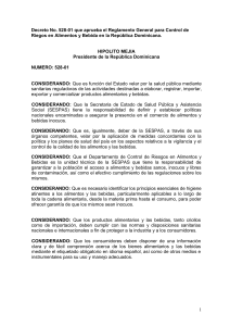 Decreto No - Ministerio de Salud Pública