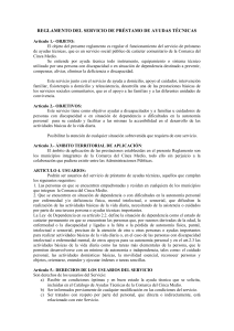 REGLAMENTO DEL SERVICIO DE PRÉSTAMO DE AYUDAS