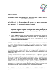 La incidencia de algunos tipos de cáncer no se corresponde con su