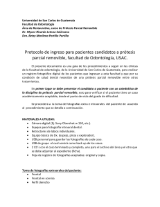 Protocolo de ingreso de paciente de protesis removible.