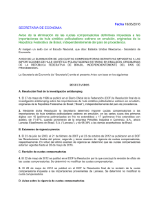 Fecha 16/05/2016 SECRETARIA DE ECONOMIA Aviso de la
