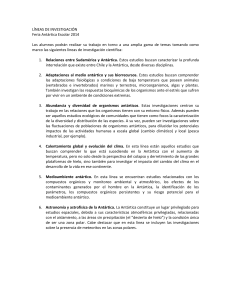LÍNEAS DE INVESTIGACIÓN Feria Antártica Escolar 2014