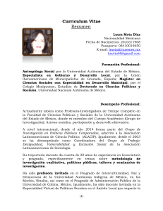 Curriculum Vitae Resumen - Universidad de Antioquia